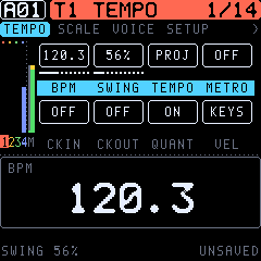 The value pop-up after turning the tempo